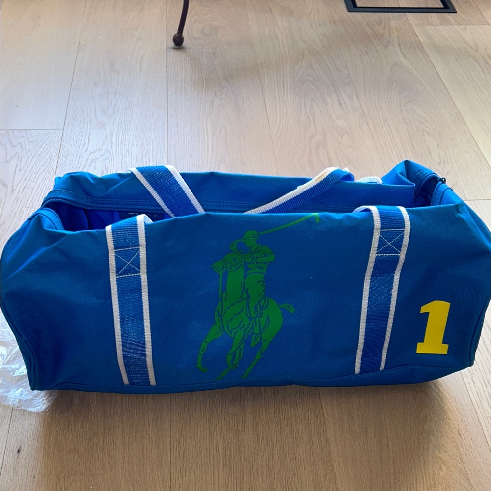 Ralph Lauren Blue Sports Bag with Yellow Logo